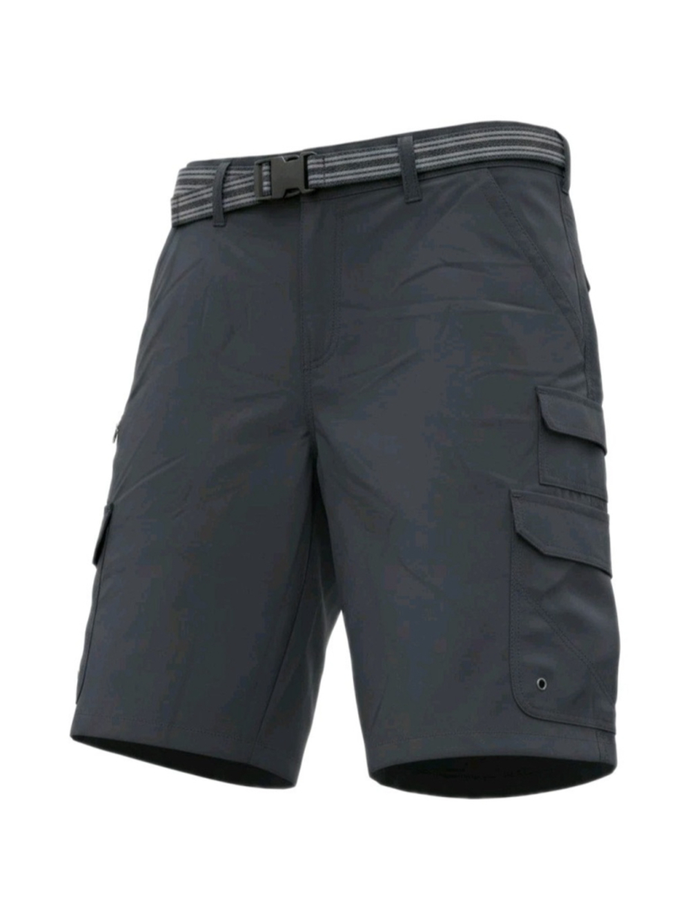 IRON CO Men's Black Hybrid Polyester Spandex Blend Cargo Belted Shorts 34 NWOT